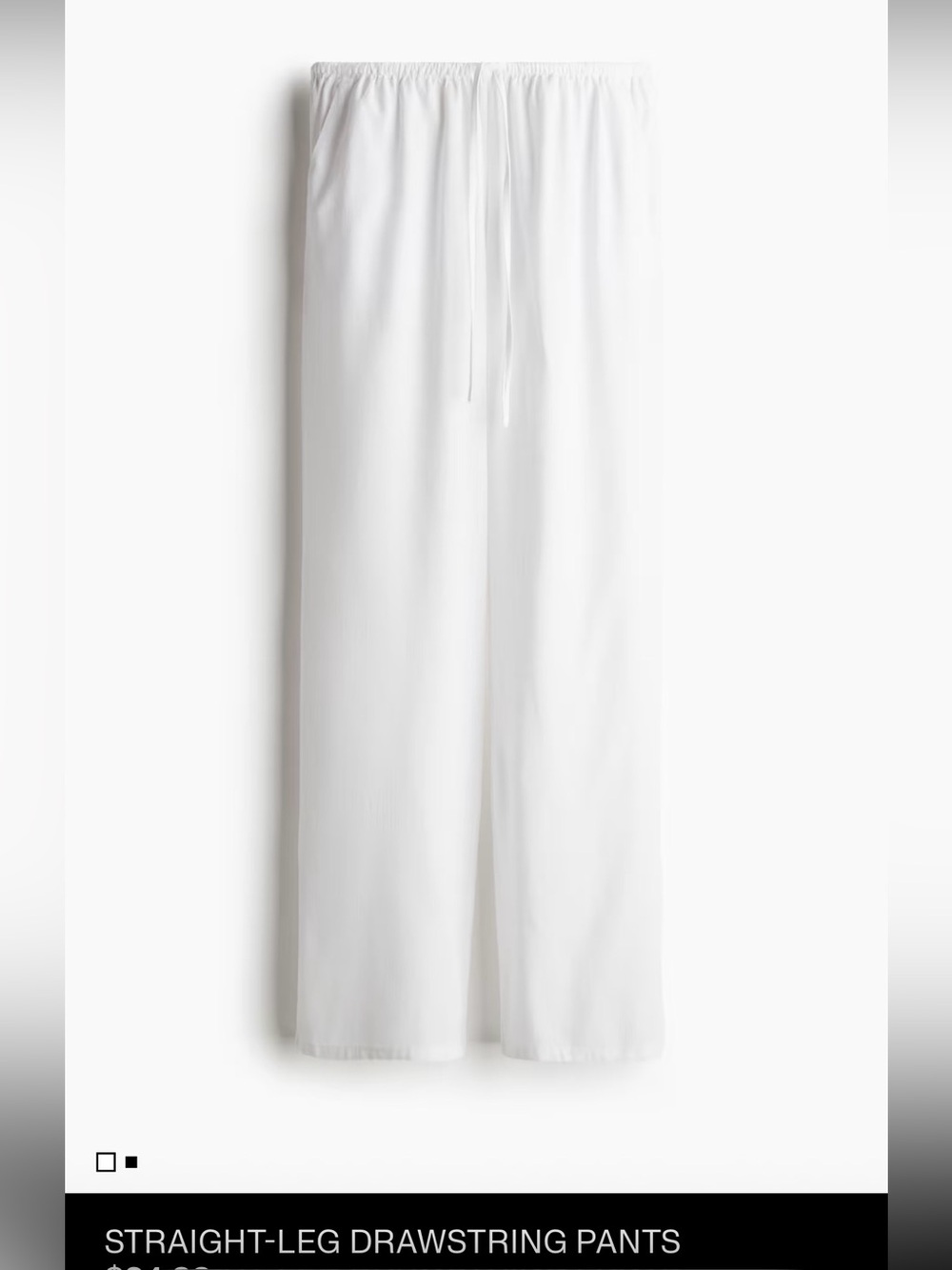 Divided Straight-Leg Drawstring Pants in White